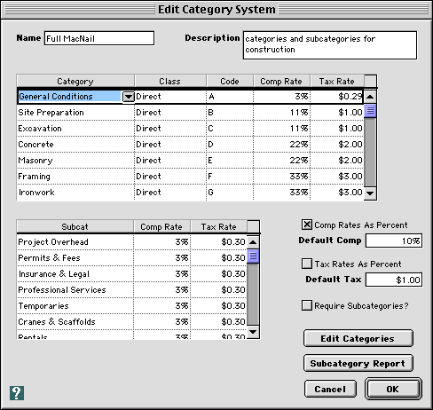 Construction Category System